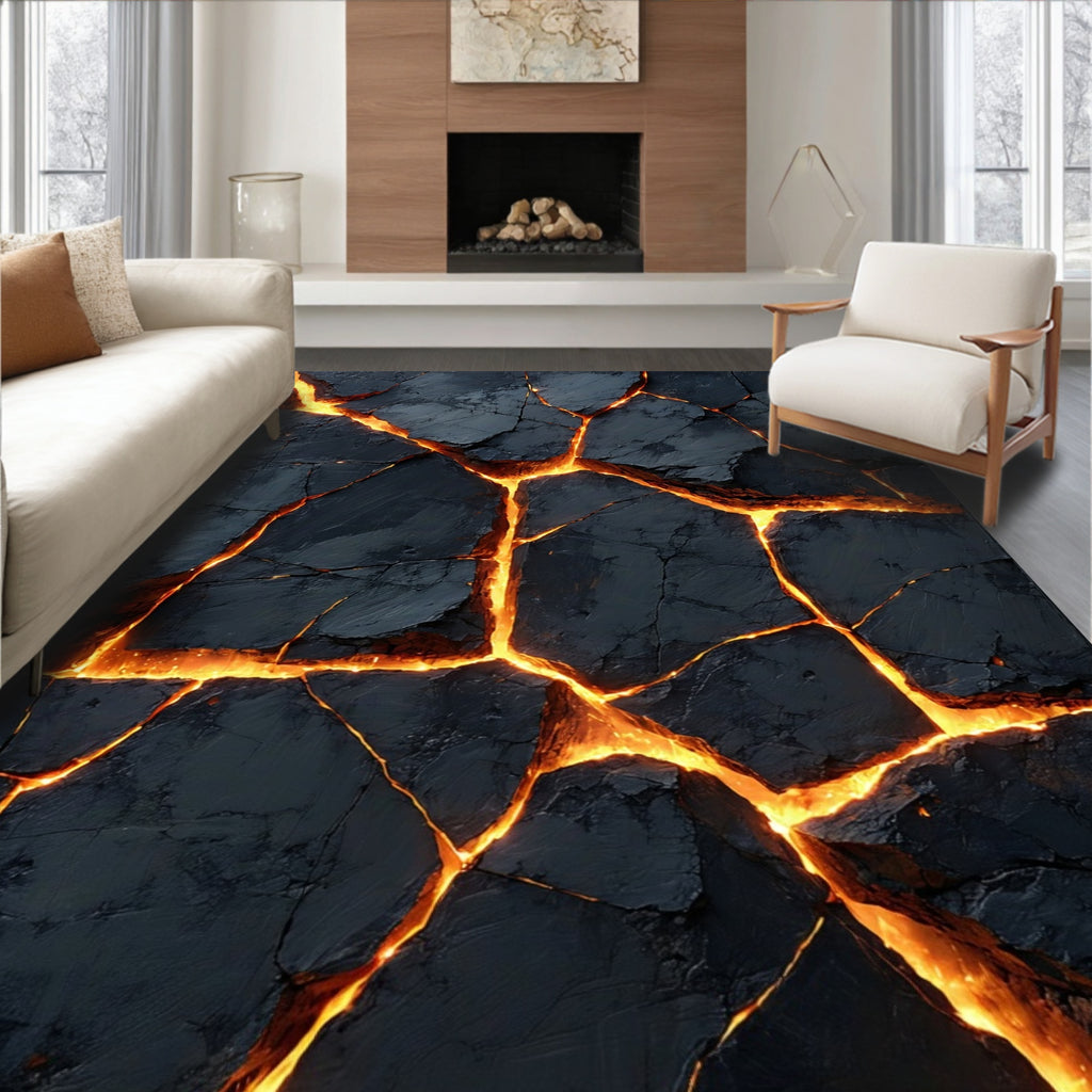 Cracked Obsidian Lava Flow Rug