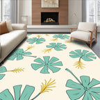 Teal Petal And Fern Pattern Rug