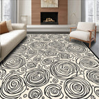Black Swirl Floral Pattern Rug