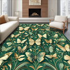 Emerald Golden Butterfly Garden Pattern Rug