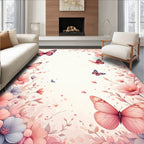 Whimsical Butterflies Blossoms Gentle Pink Rug