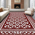 Rich Burgundy Intricate Floral Lattice Rug