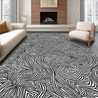 Abstract Black White Swirls Pattern Rug