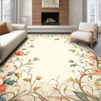 Floral Vines And Peony Blossom Design Rug