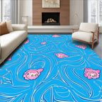 Playful Pink Faces Aquatic Swirl Rug