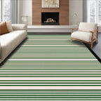 Striped Dark Green Cream Rug