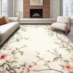 Floral Branches Delicate Pink Blossom Rug