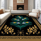 Emerald Peacock Feather Design Rug