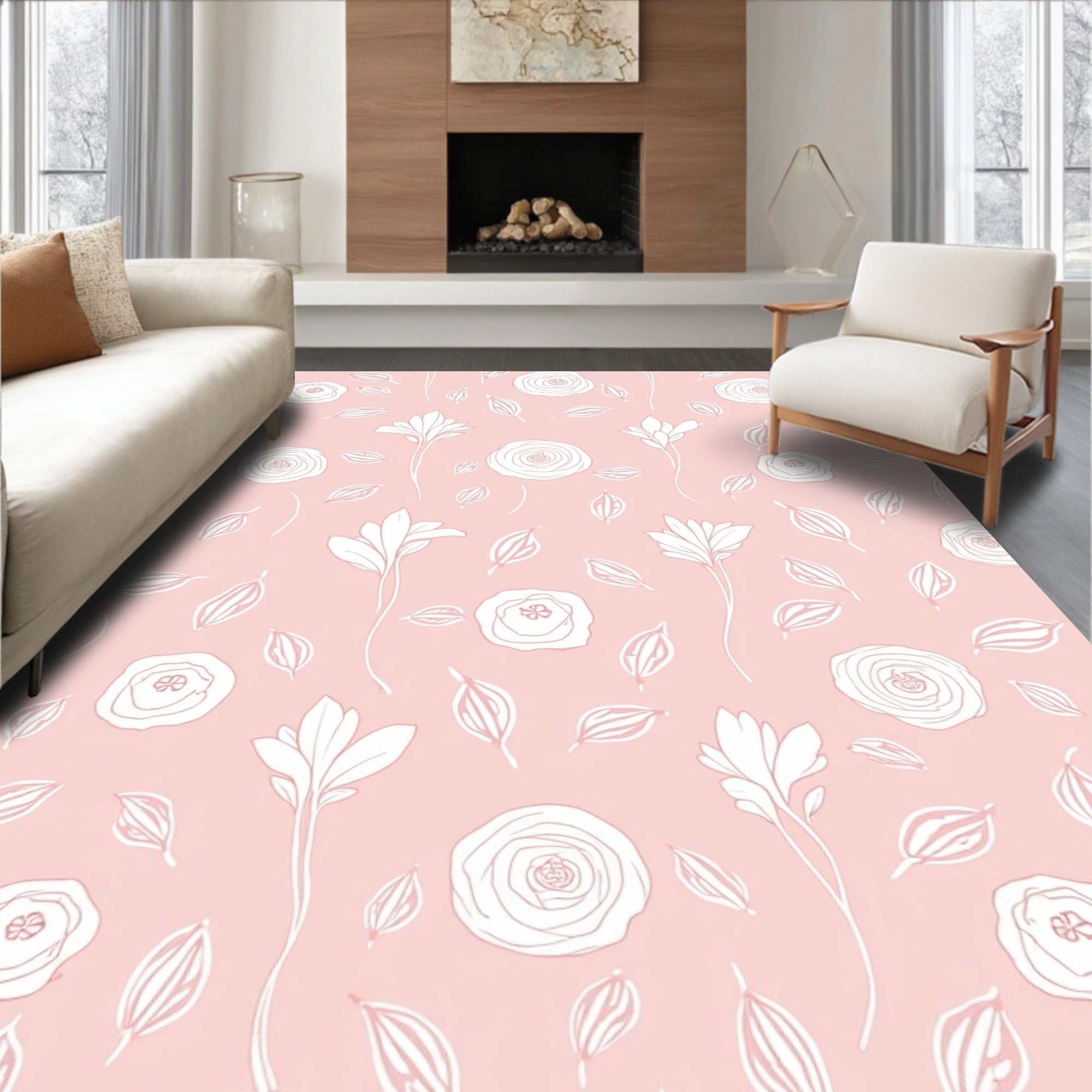 Delicate Floral Pattern With Soft Petals Rug