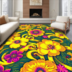 Vibrant Floral Swirl Pattern Rug