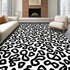 Abstract Black White Blob Pattern Rug