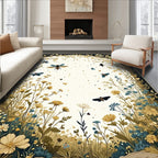 Floral and Insect Nature Pattern Rug