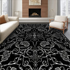 Elegant White Swirls Floral Design Rug