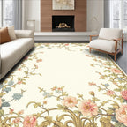 Floral Swirls With Pink Blue Flowers Rug
