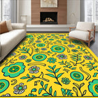 Floral Branches Yellow And Green Design Rug