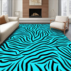 Bright Blue Zebra Pattern Rug