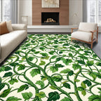 Lush Green Vine Botanical Pattern Rug