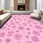 Whimsical Floral Sketch Pattern Rug