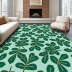 Leafy Pattern With Gold Accents Rug