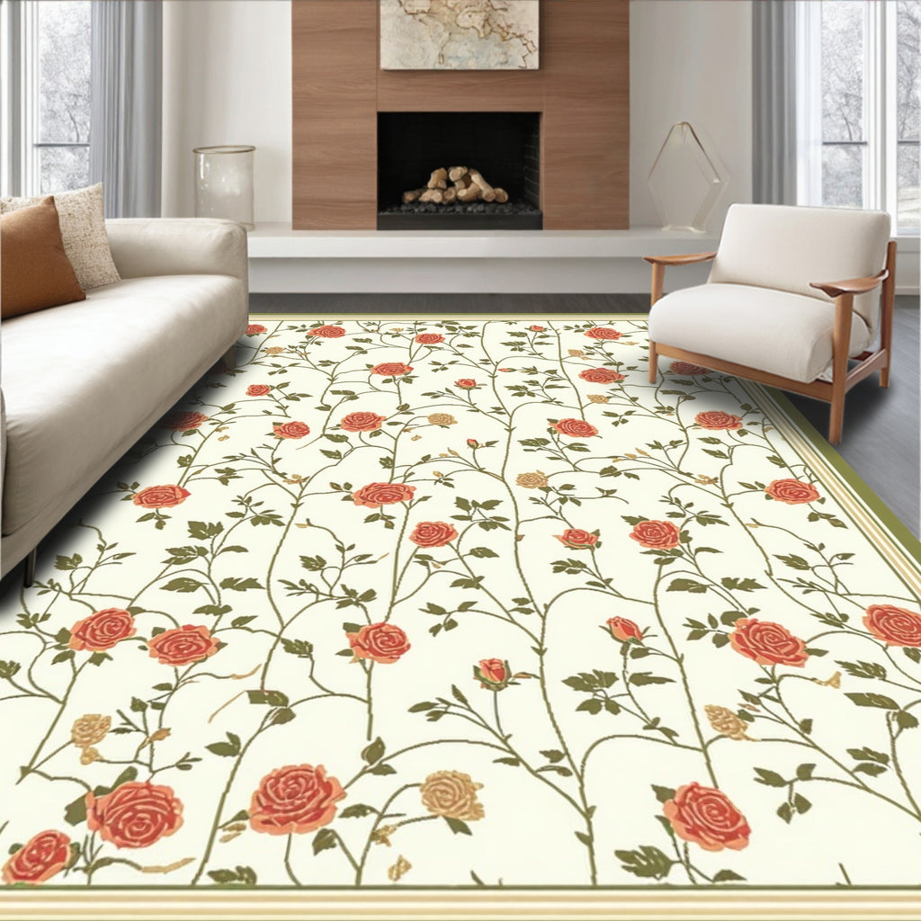 Garden Rose Vine Pattern Rug
