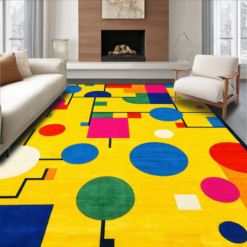 Abstract Geometric Colorful Circles Rug