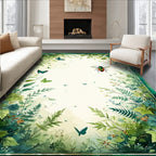 Lush Garden Butterfly and Beetle Design Rug