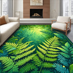 Lush Forest Fern Foliage Pattern Rug