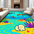 Colorful Sea Turtle Aquatic Pattern Rug