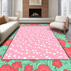 Pink Dot Flower Frame Rug