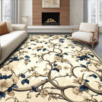 Cream Floral Vine Art Nouveau Rug