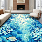 Blue Coral Reef Fish Undersea Design Rug