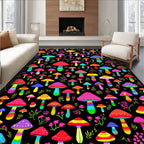 Psychedelic Mushroom Pattern Rainbow Rug