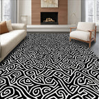 Abstract Black White Swirl Pattern Rug