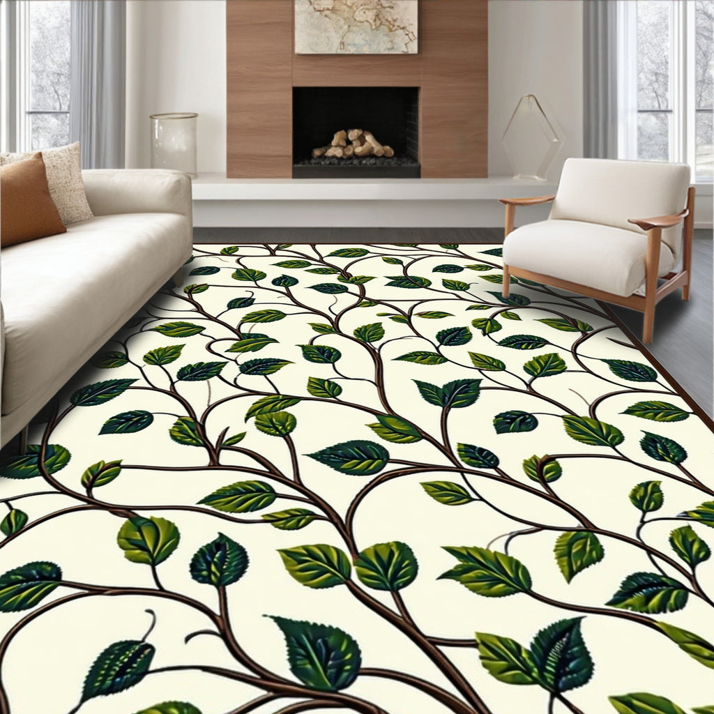Botanical Vines And Leaves Pattern Rug