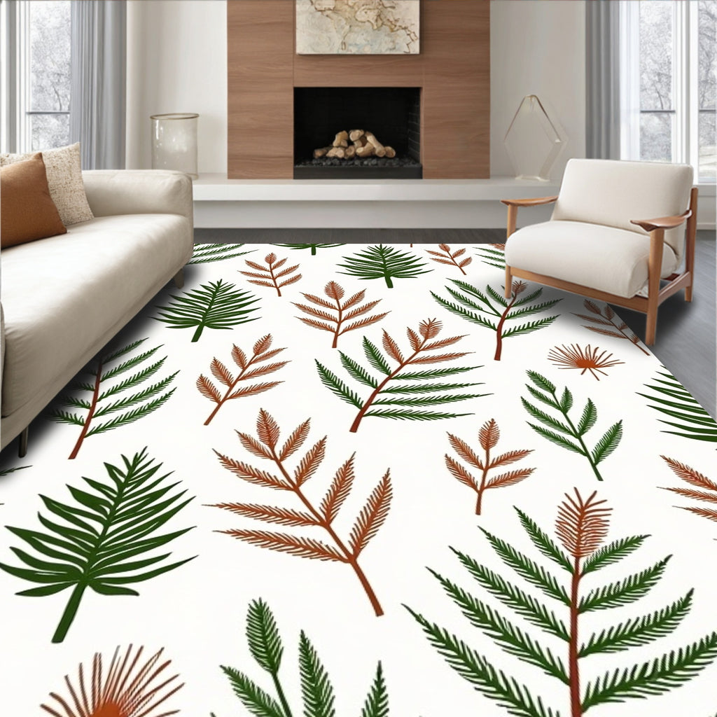 Rustic Fern And Leaf Arrangement Rug