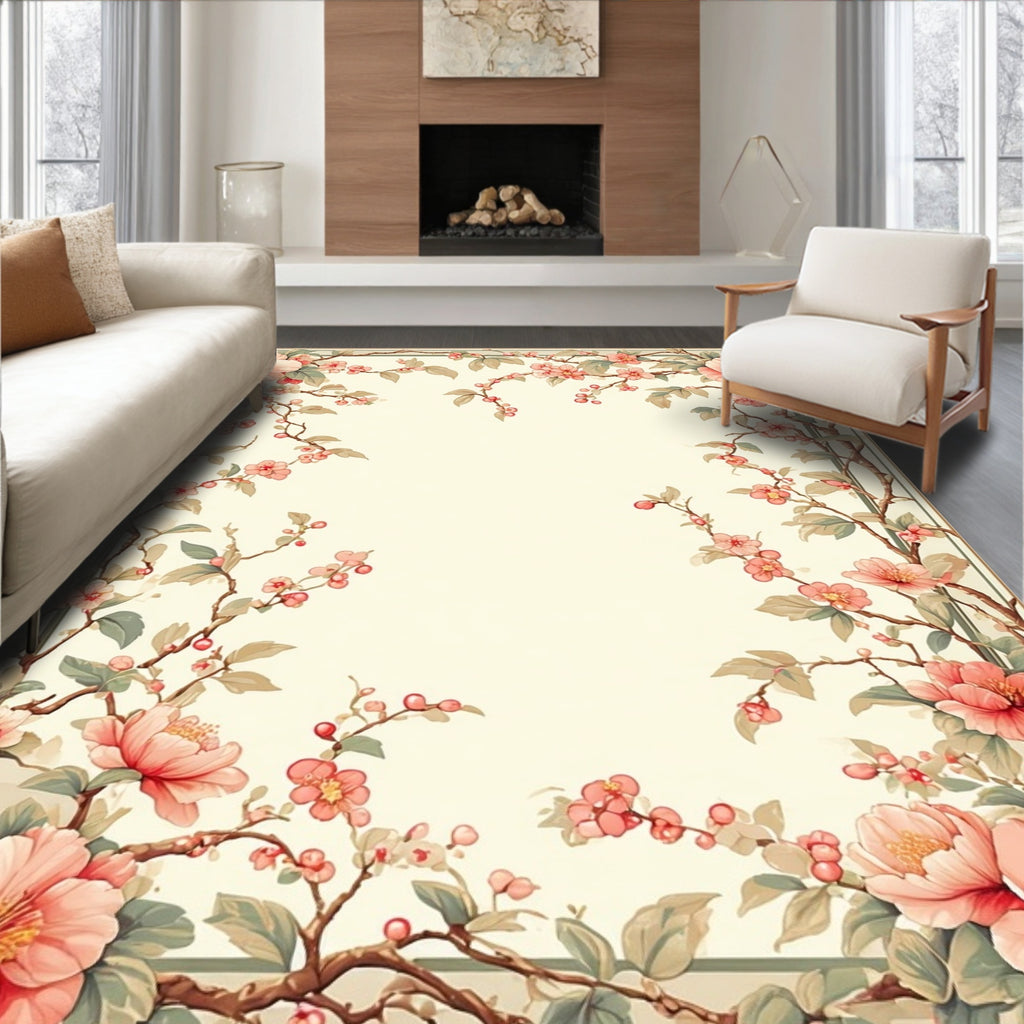 Vintage Floral Branches Aesthetic Rug