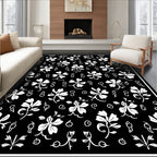 Floral Sprig Pattern With Swirl Accents Rug