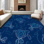 Artistic Outline Turtles Marine Pattern Rug