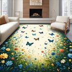 Whimsical Butterflies Garden Pattern Design Rug
