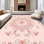 Elegant Red Floral Mandala Design Rug