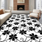 Floral Vine Black And White Pattern Rug