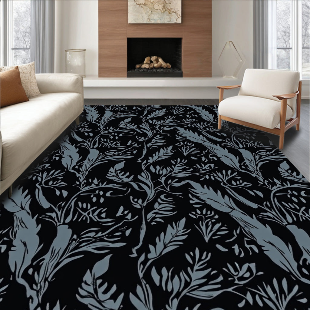 Botanical Flourish Dark Pattern Rug