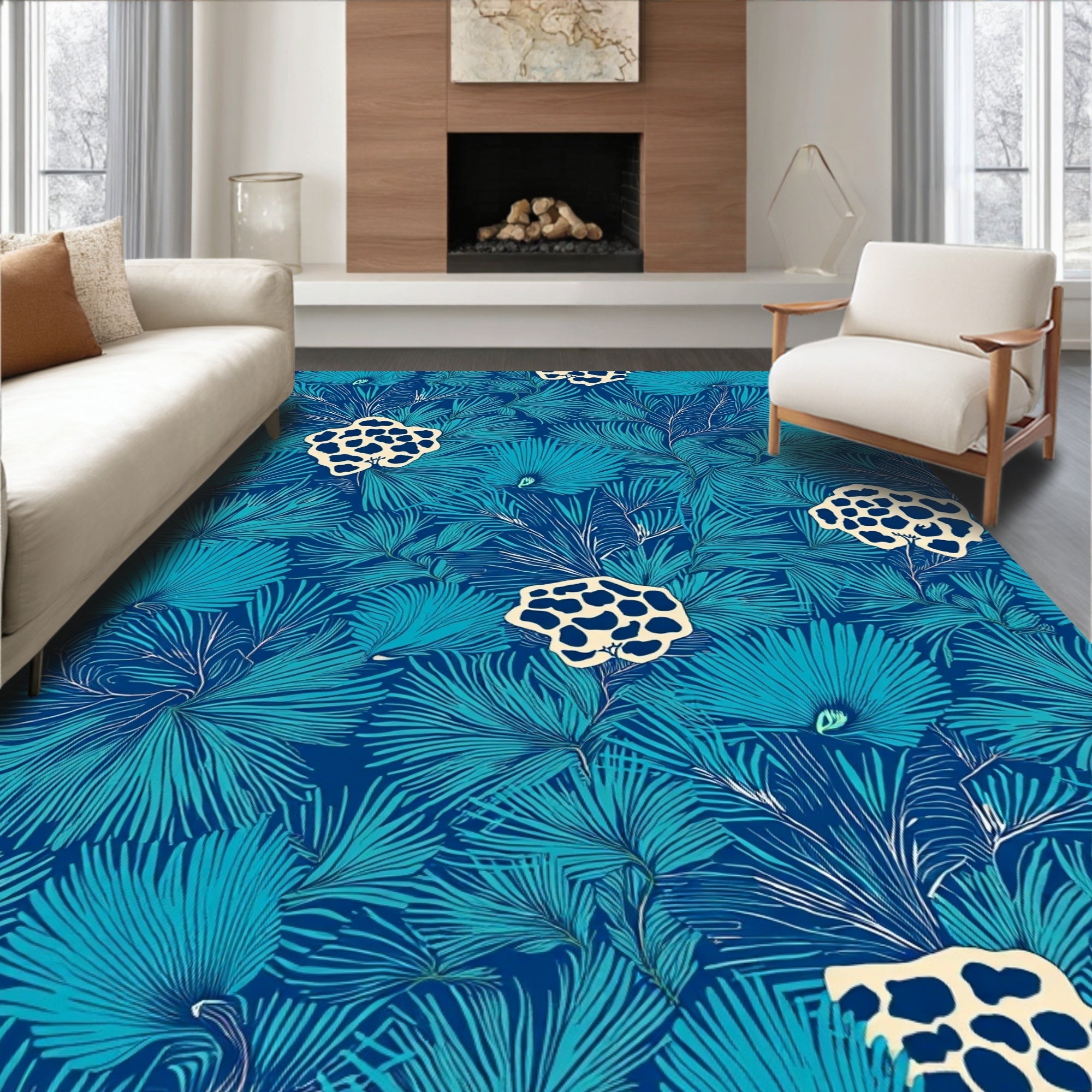 Oceanic Frond Organic Pattern Rug