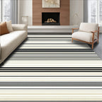 Classic Black White Striped Contemporary Rug