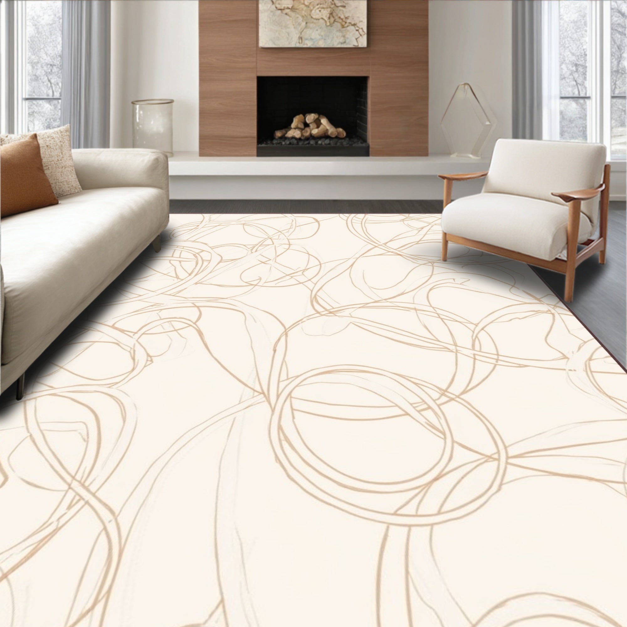 Abstract Scribble Swirl Design Rug