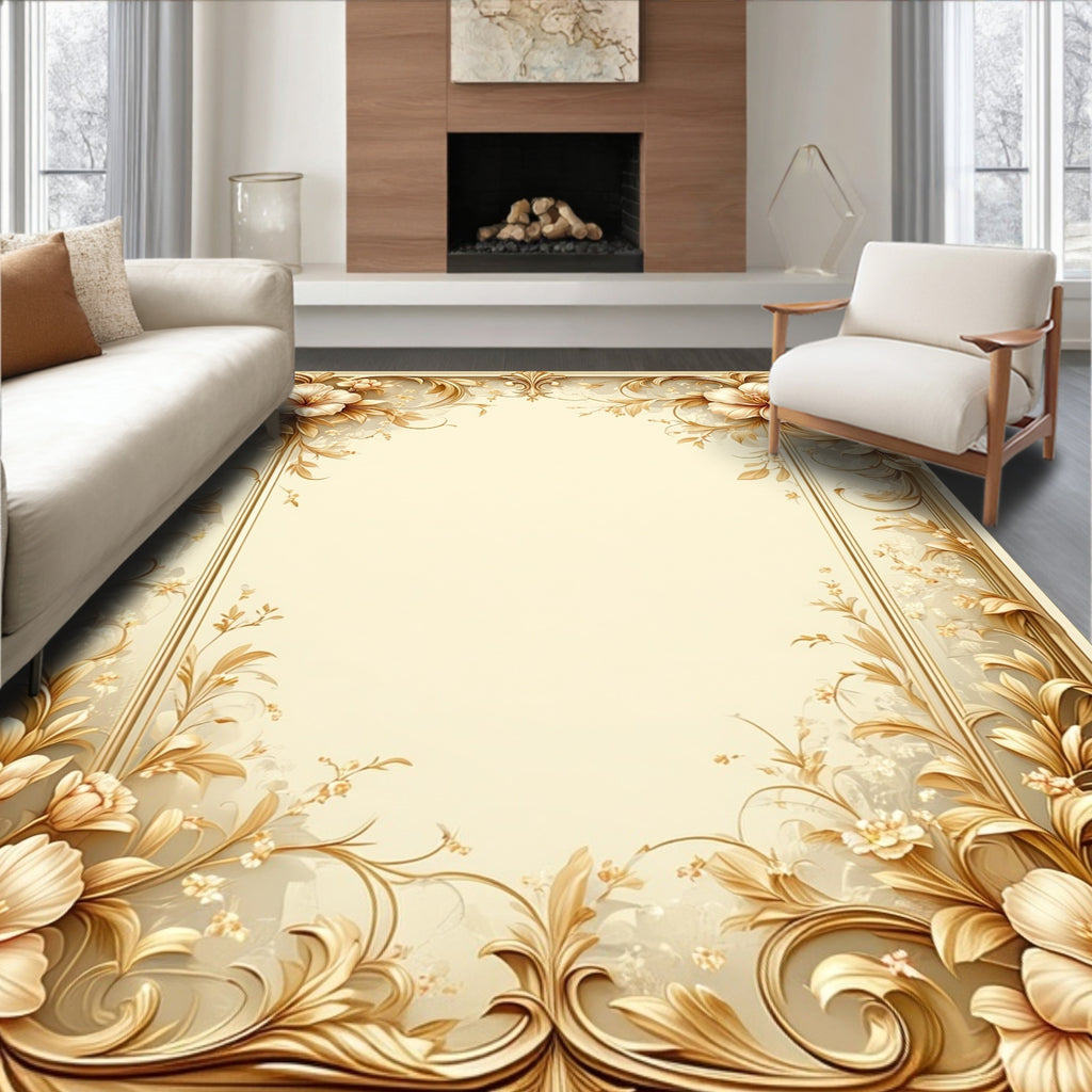 Ornate Floral Vines Elegant Design Rug