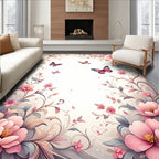 Vintage Floral Butterflies Design Rug