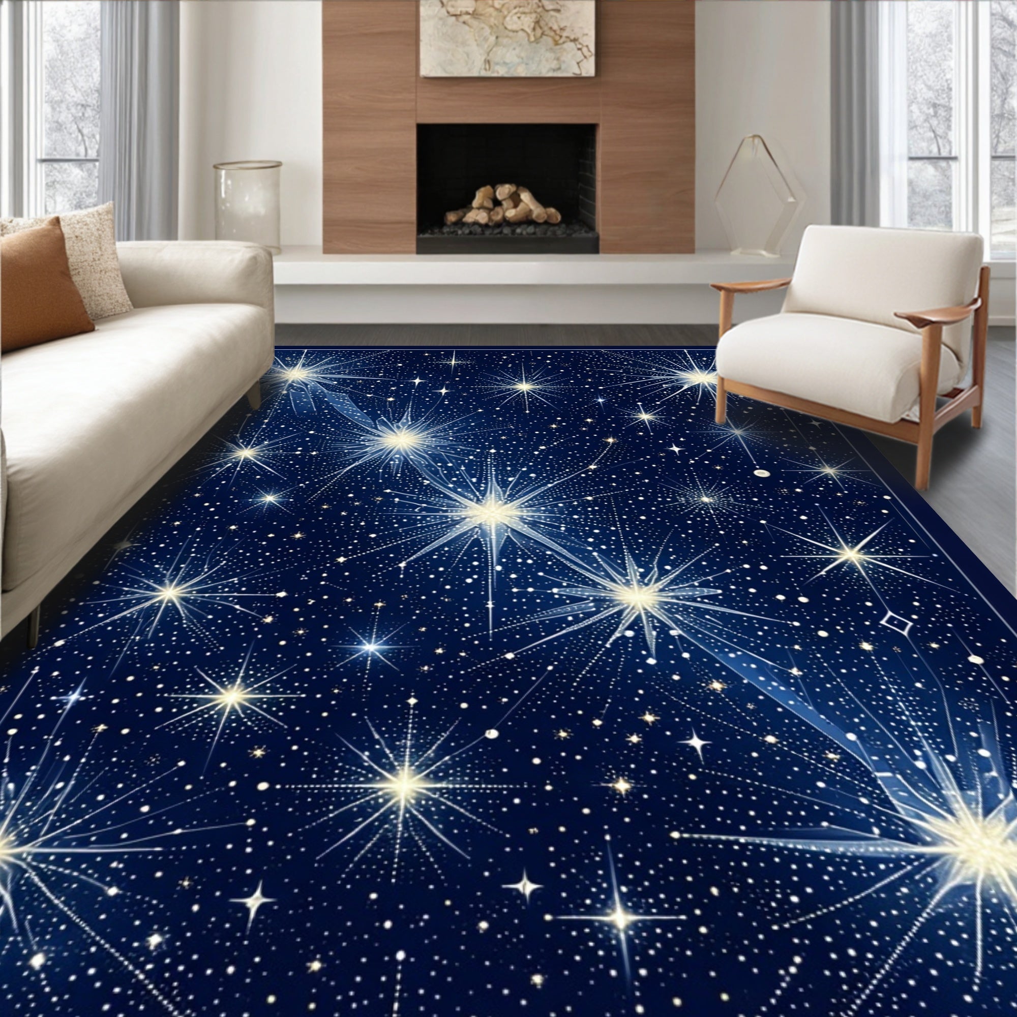 Celestial Starburst Pattern Design Rug