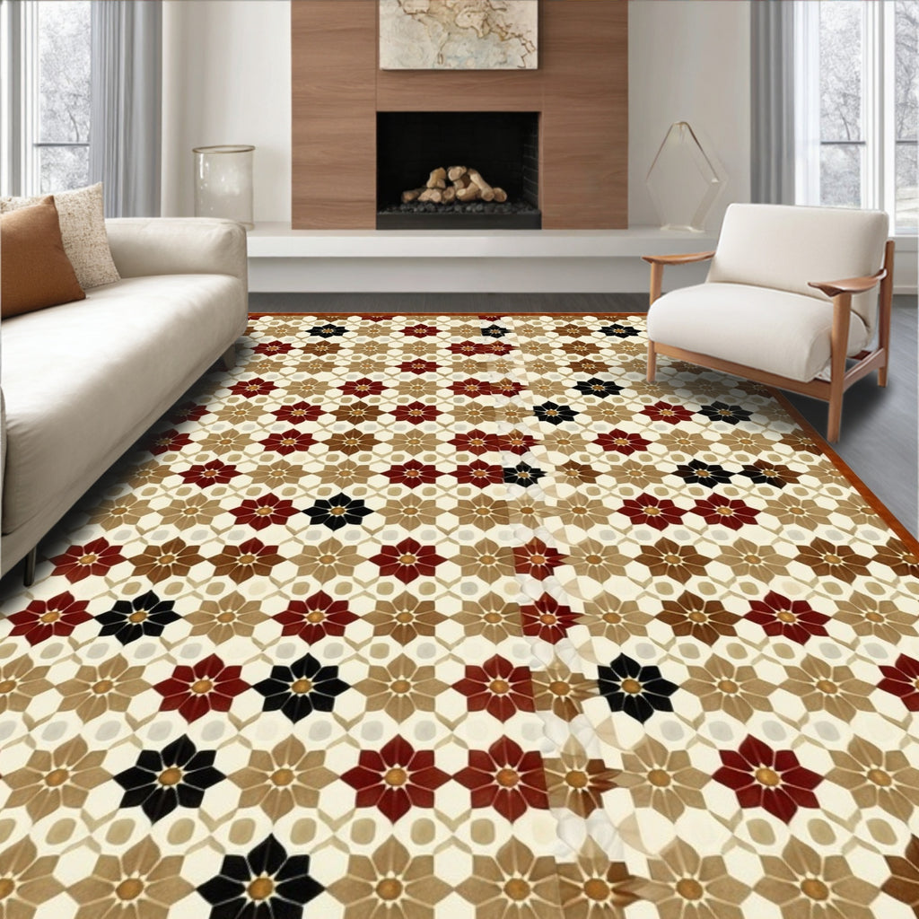 Geometric Floral Patterned Vintage Rug