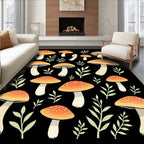 Whimsical Mushroom Folk Pattern Rug